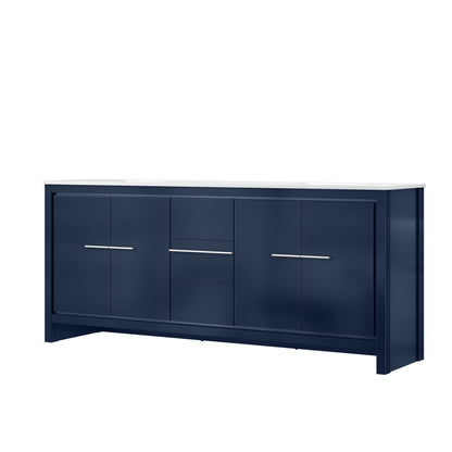 Lafarre 80 in W x 20 in D Navy Blue Double Bath Vanity