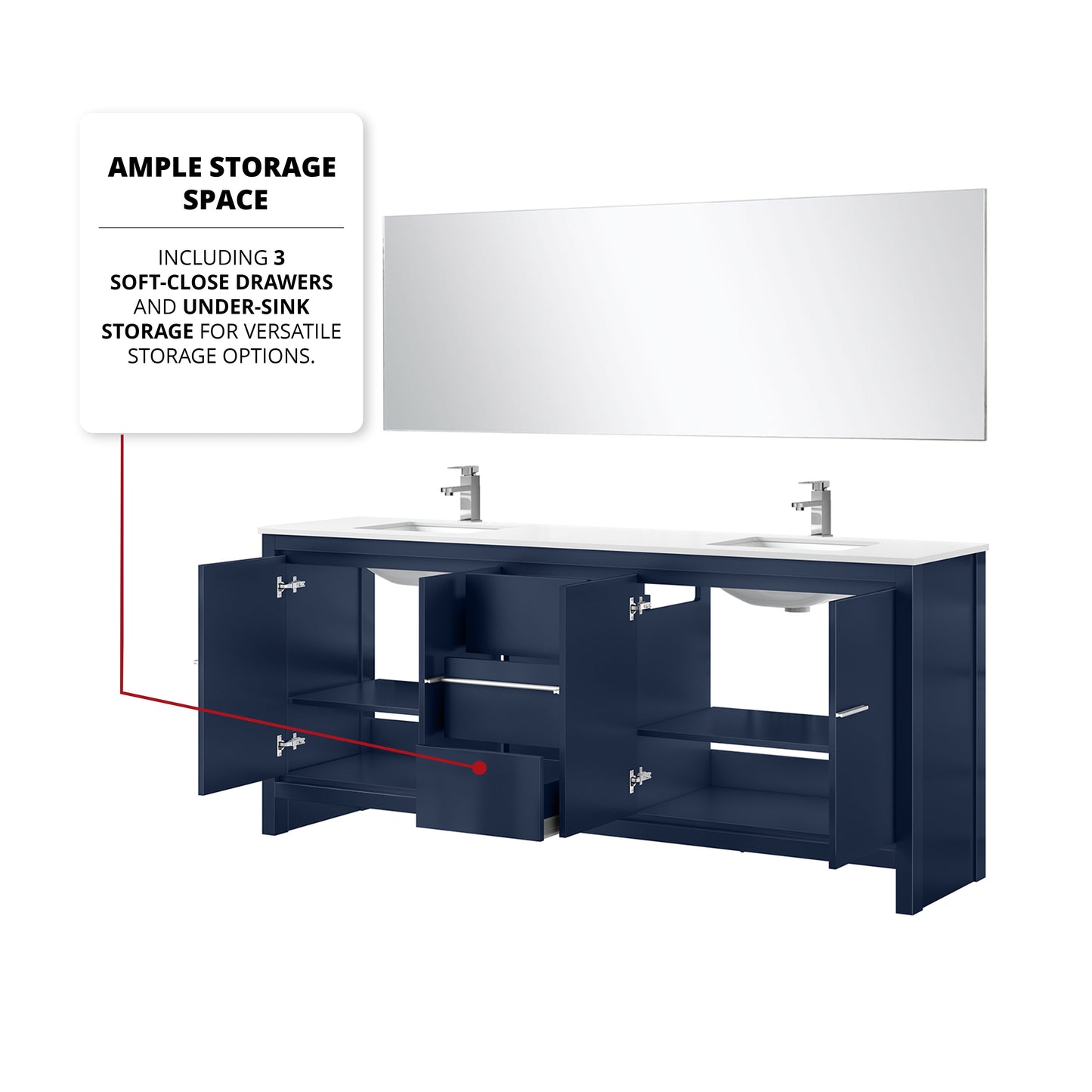 Lafarre 80 in W x 20 in D Navy Blue Double Bath Vanity