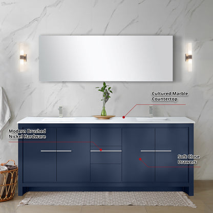 Lafarre 80 in W x 20 in D Navy Blue Double Bath Vanity