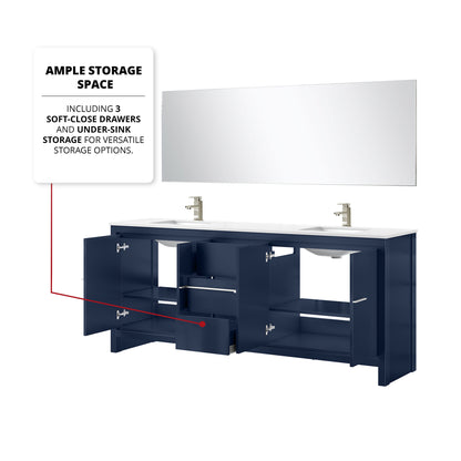 Lafarre 80 in W x 20 in D Navy Blue Double Bath Vanity