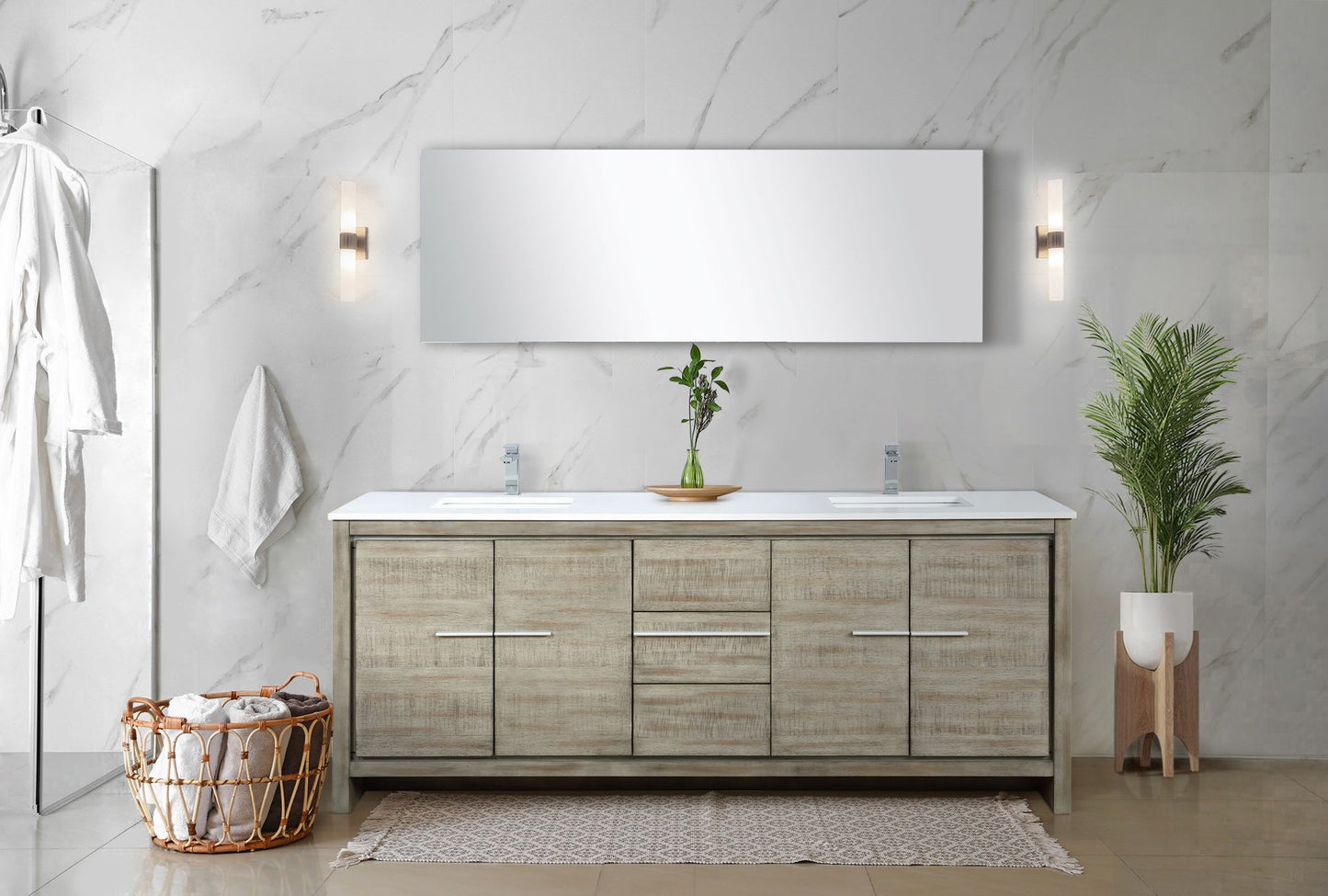 Lafarre 80 in W x 20 in D Rustic Acacia Double Bath Vanity