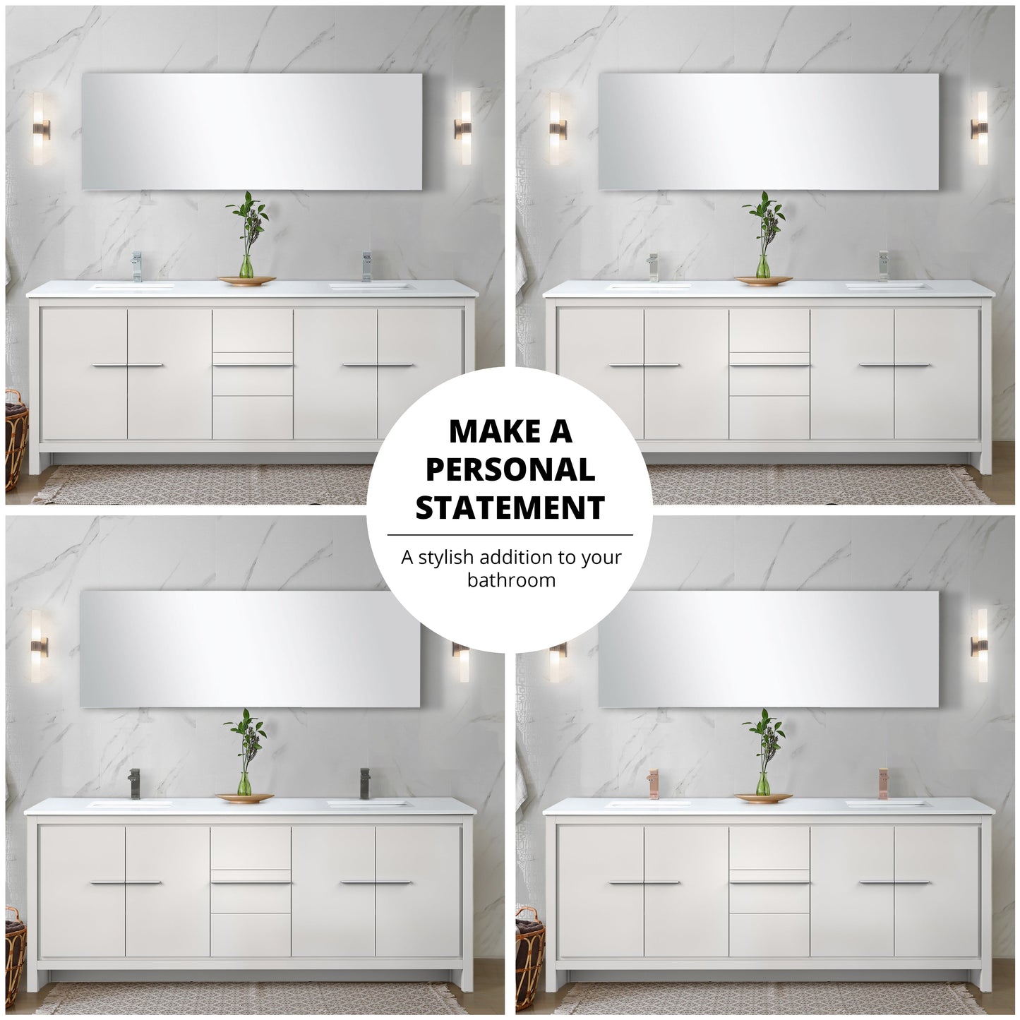 Lafarre 80 in W x 20 in D White Double Bath Vanity