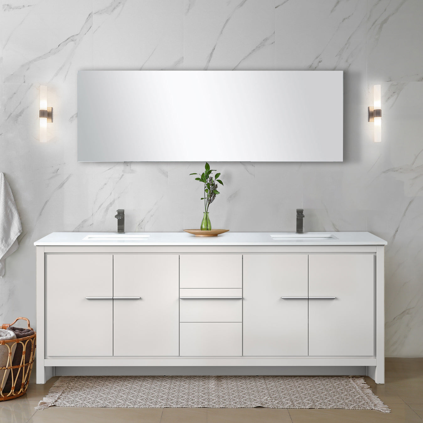 Lafarre 80 in W x 20 in D White Double Bath Vanity