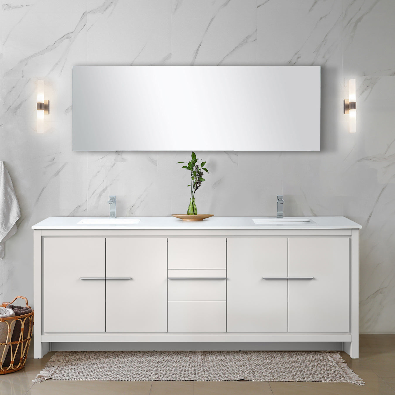 Lafarre 80 in W x 20 in D White Double Bath Vanity