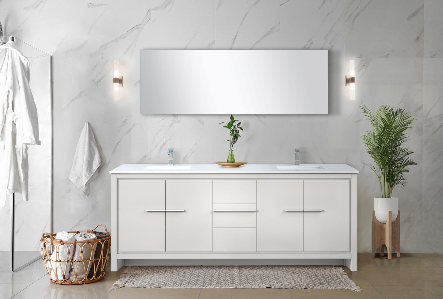 Lafarre 80 in W x 20 in D White Double Bath Vanity