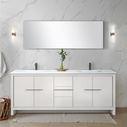 Lafarre 80 in W x 20 in D White Double Bath Vanity