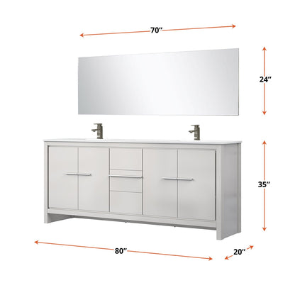 Lafarre 80 in W x 20 in D White Double Bath Vanity