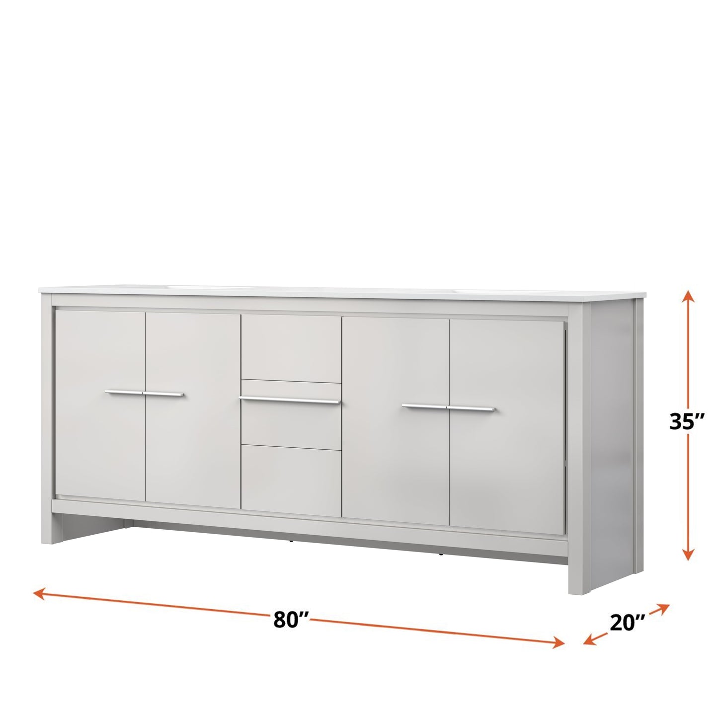 Lafarre 80 in W x 20 in D White Double Bath Vanity