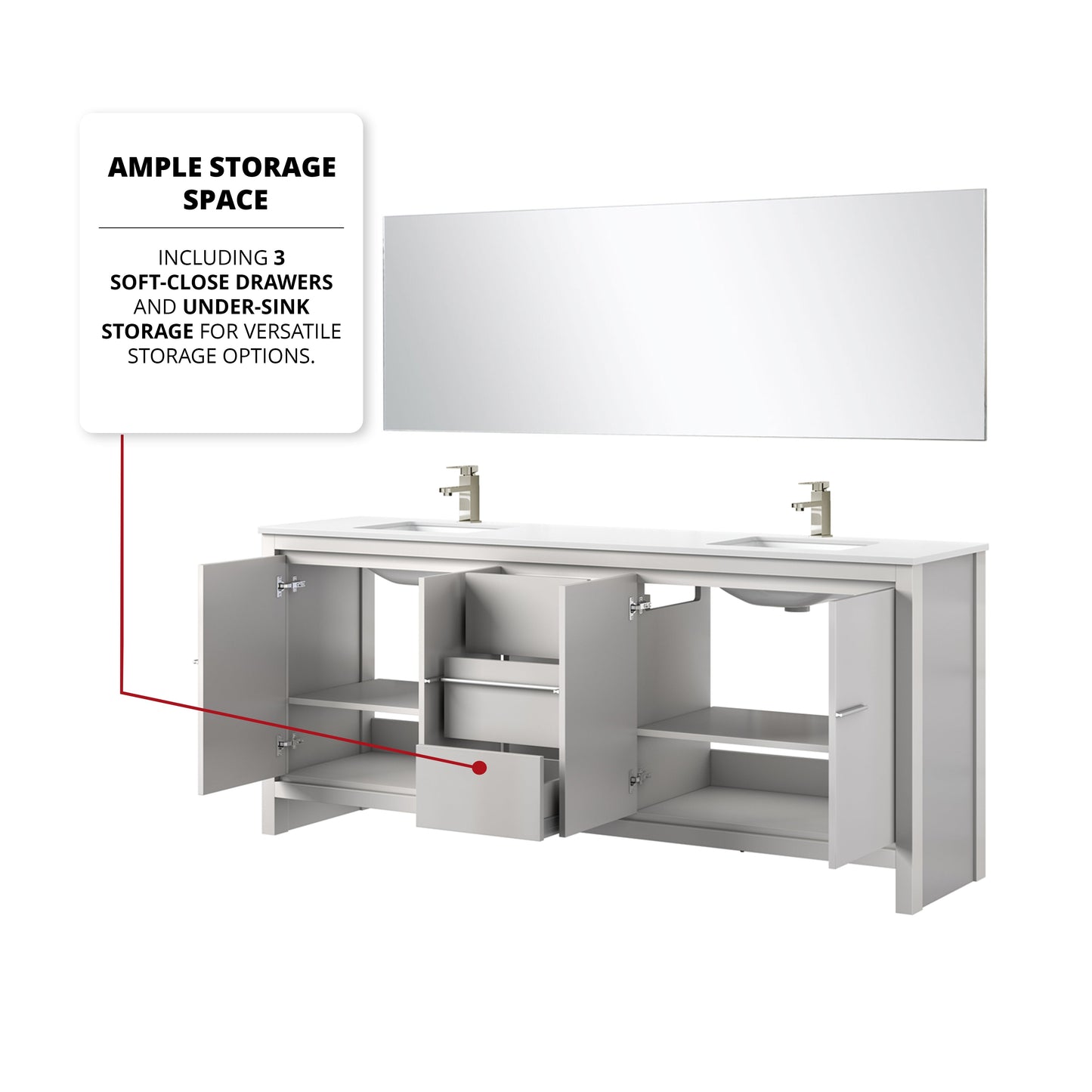 Lafarre 80 in W x 20 in D White Double Bath Vanity
