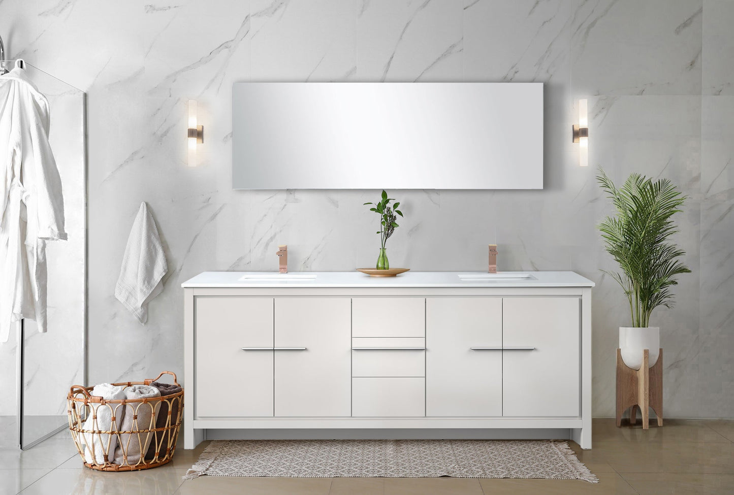 Lafarre 80 in W x 20 in D White Double Bath Vanity