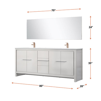 Lafarre 80 in W x 20 in D White Double Bath Vanity