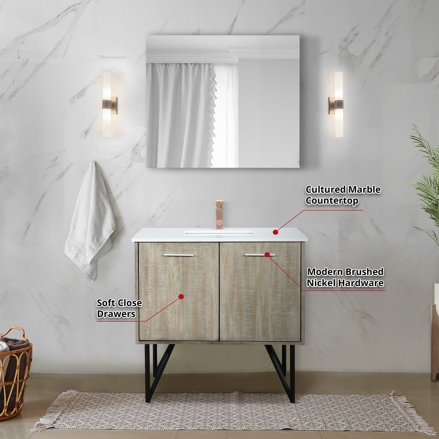 Lancy 36 in W x 20 in D Rustic Acacia Bath Vanity