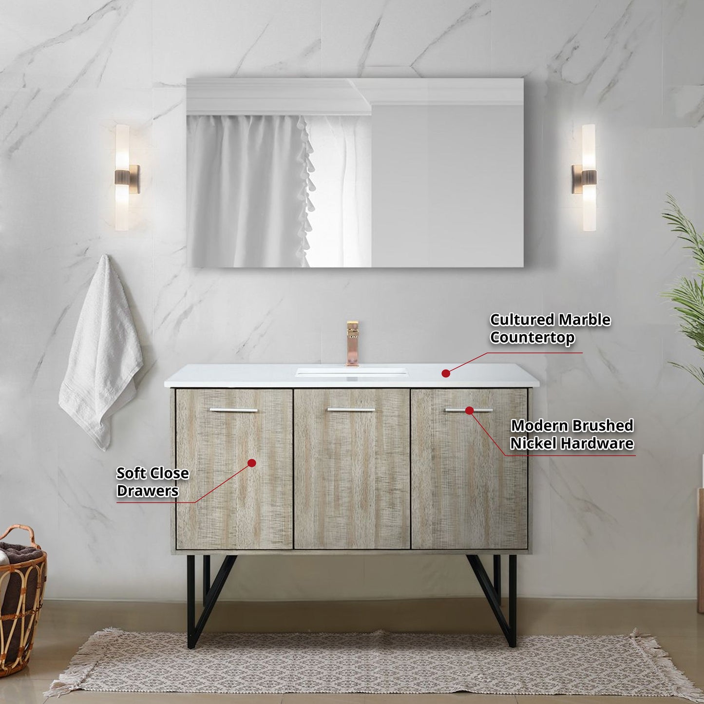 Lancy 48 in W x 20 in D Rustic Acacia Bath Vanity
