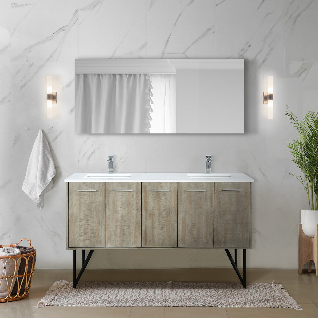 Lancy 60 in W x 20 in D Rustic Acacia Double Bath Vanity