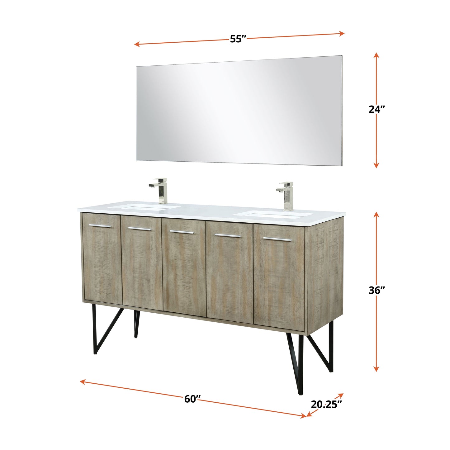 Lancy 60 in W x 20 in D Rustic Acacia Double Bath Vanity