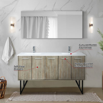 Lancy 60 in W x 20 in D Rustic Acacia Double Bath Vanity