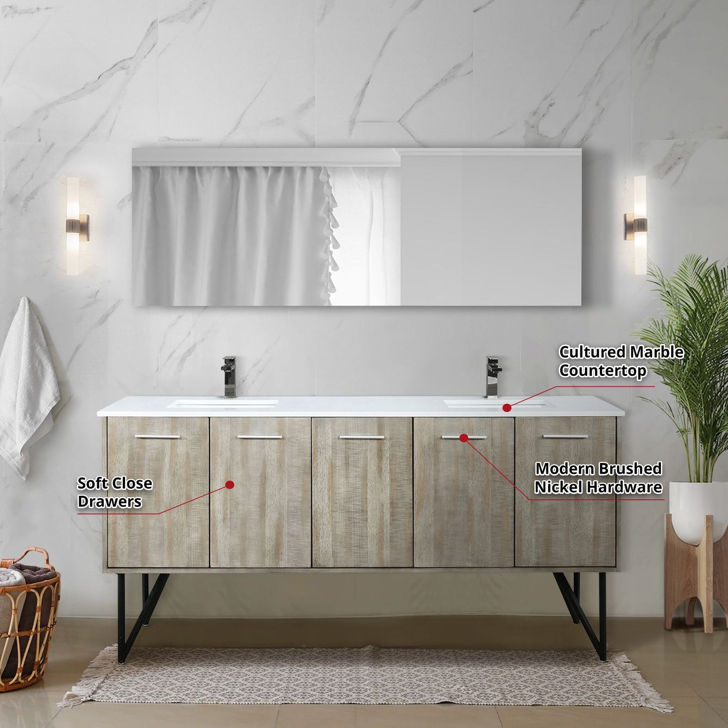 Lancy 72 in W x 20 in D Rustic Acacia Double Bath Vanity
