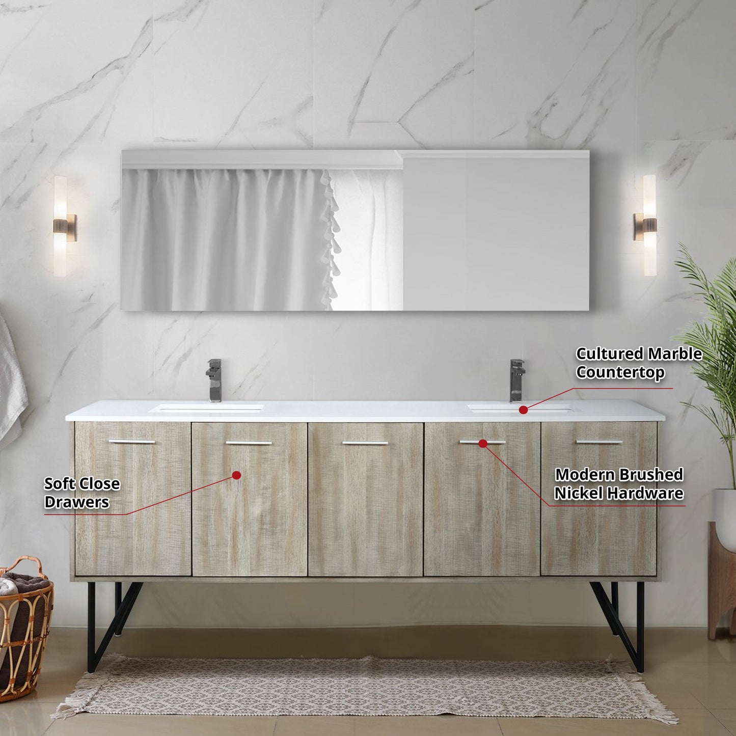 Lancy 80 in W x 20 in D Rustic Acacia Double Bath Vanity