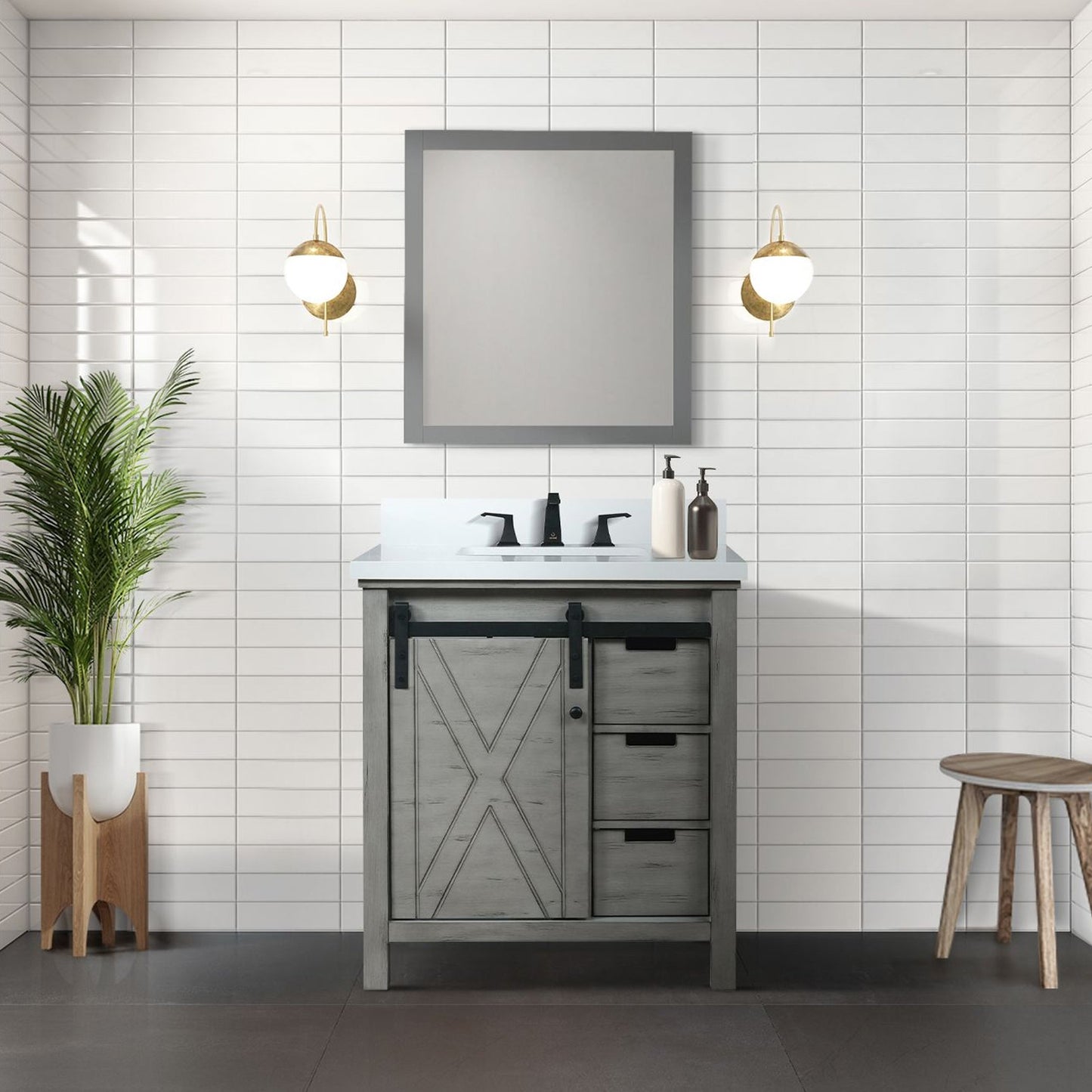 Marsyas 30 in W x 22 in D Ash Grey Bath Vanity