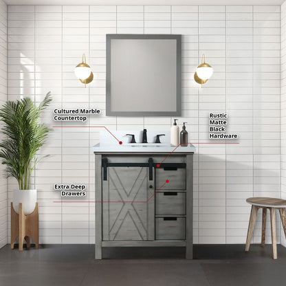 Marsyas 30 in W x 22 in D Ash Grey Bath Vanity