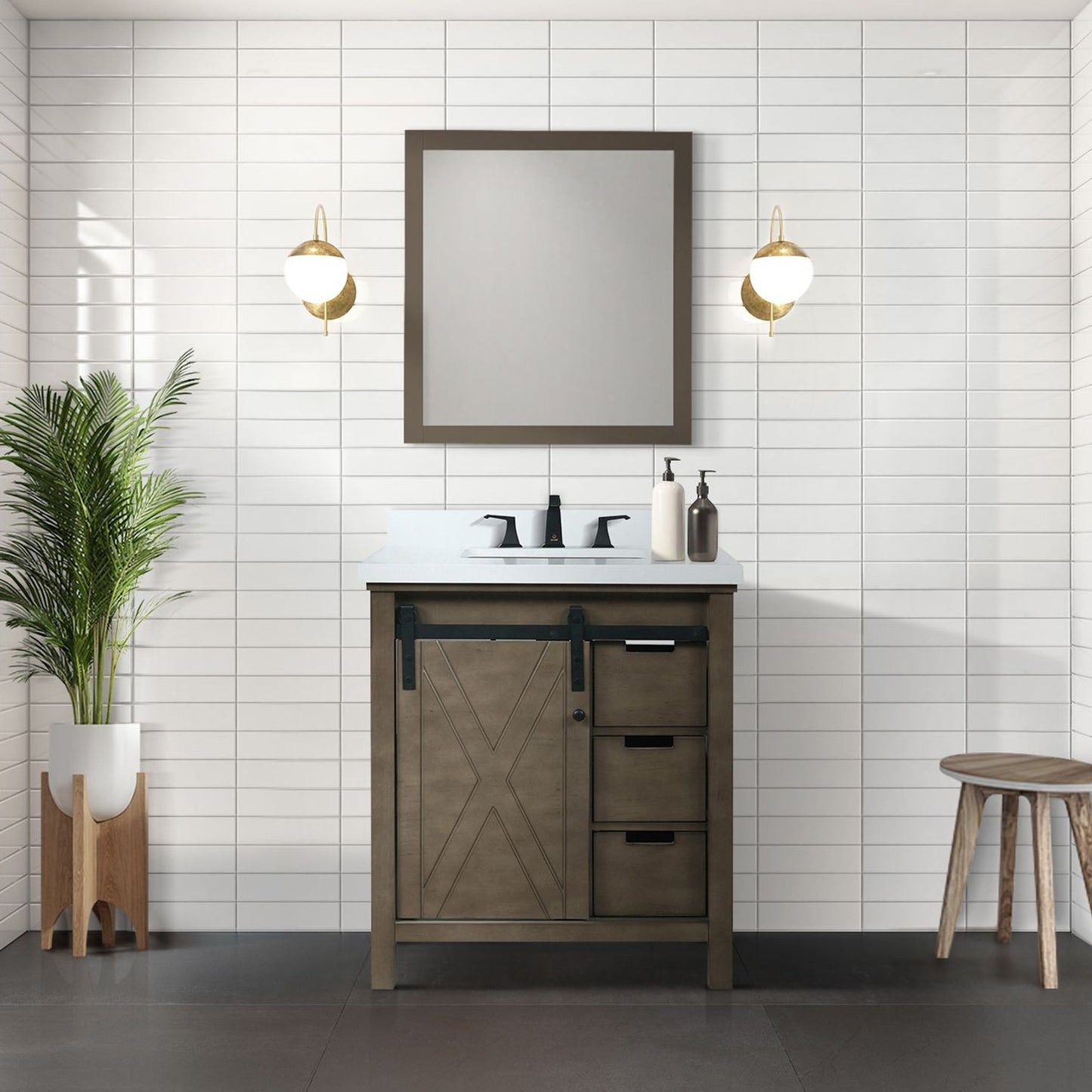Marsyas 30 in W x 22 in D Rustic Brown Bath Vanity