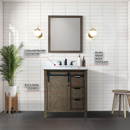 Marsyas 30 in W x 22 in D Rustic Brown Bath Vanity