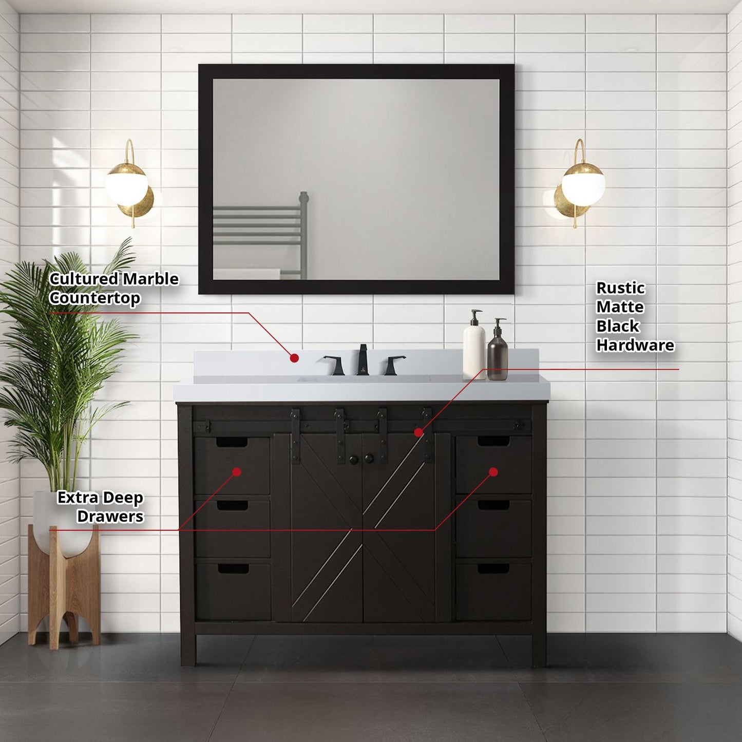 Marsyas 48 in W x 22 in D Brown Bath Vanity