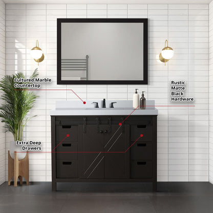 Marsyas 48 in W x 22 in D Brown Bath Vanity
