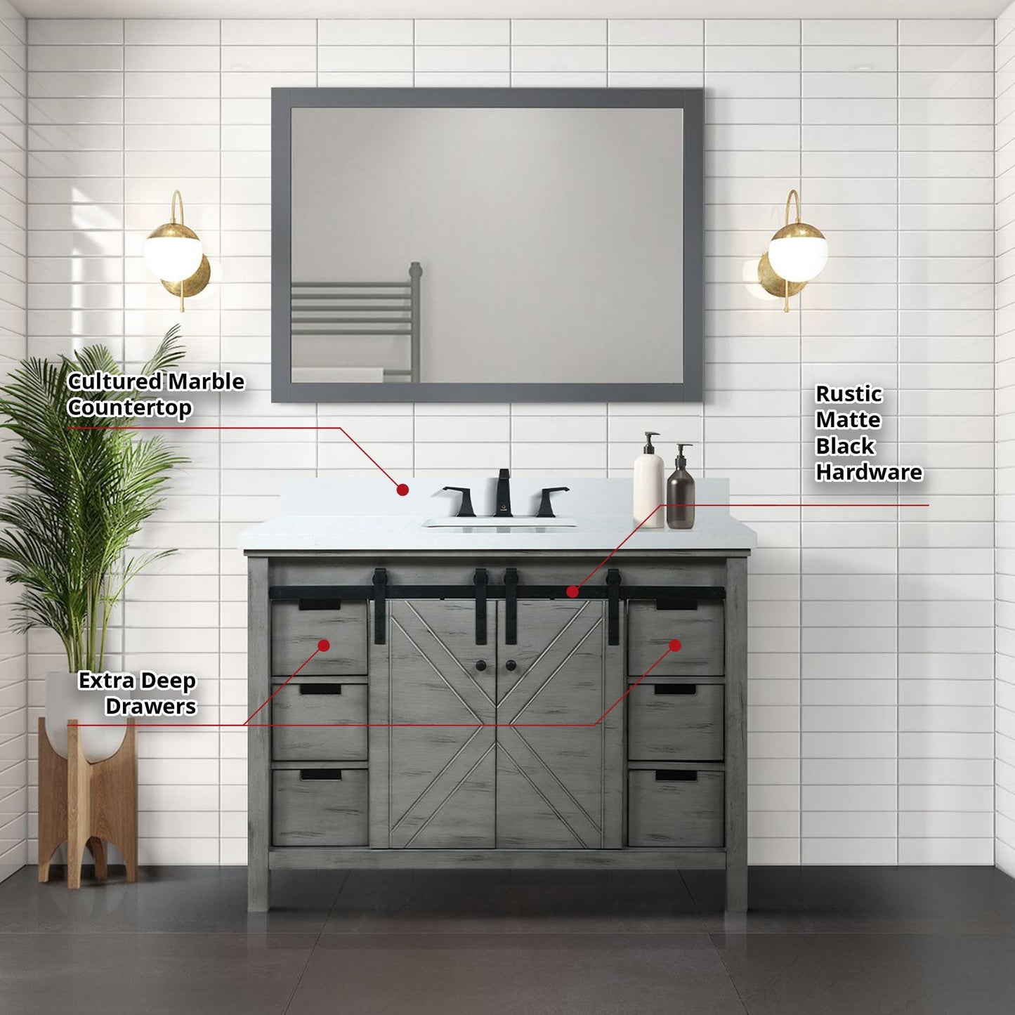 Marsyas 48 in W x 22 in D Ash Grey Bath Vanity
