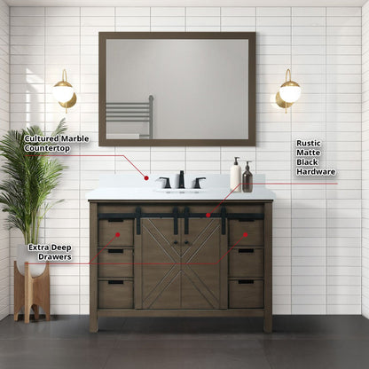 Marsyas 48 in W x 22 in D Rustic Brown Bath Vanity
