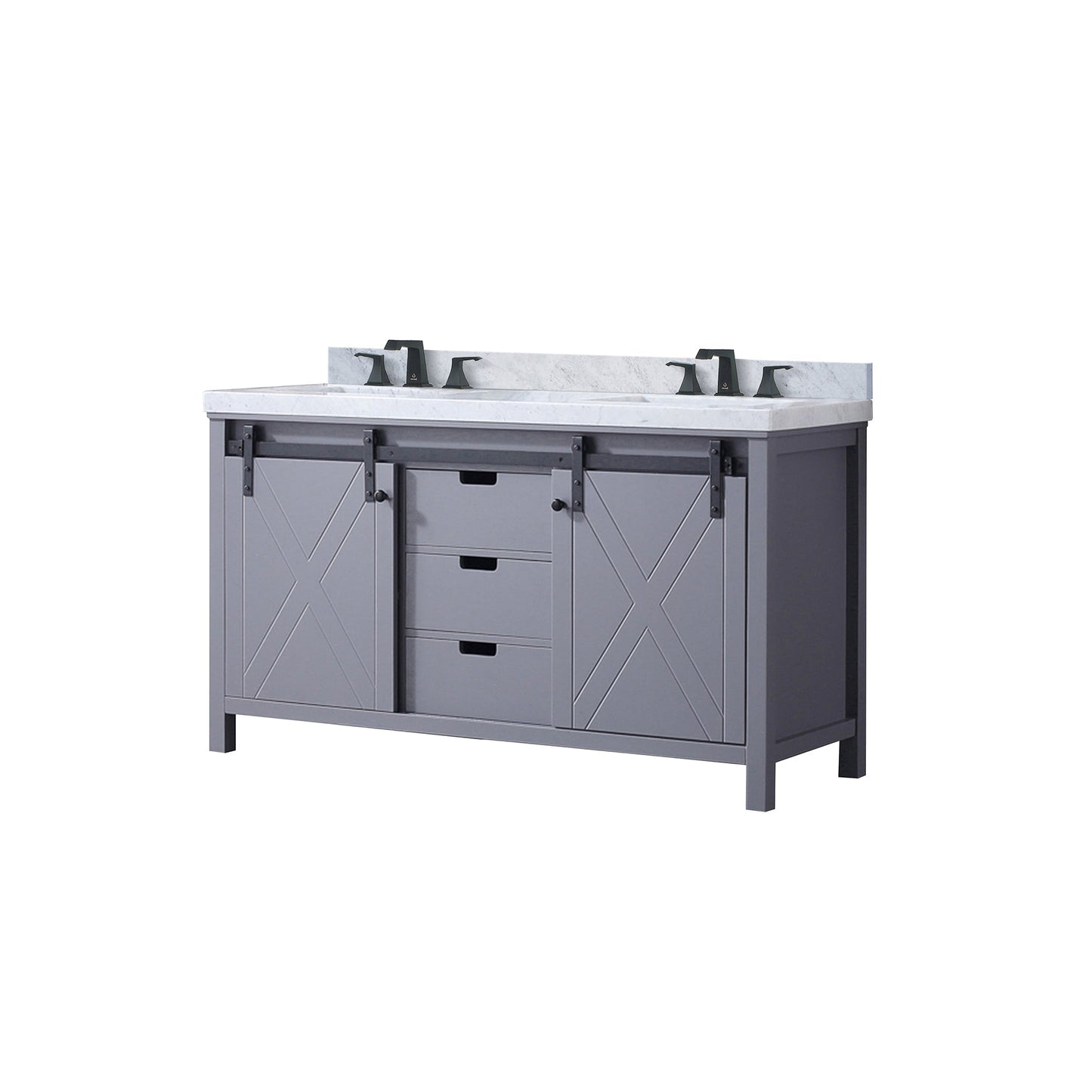 Marsyas 60 in W x 22 in D Dark Grey Double Bath Vanity