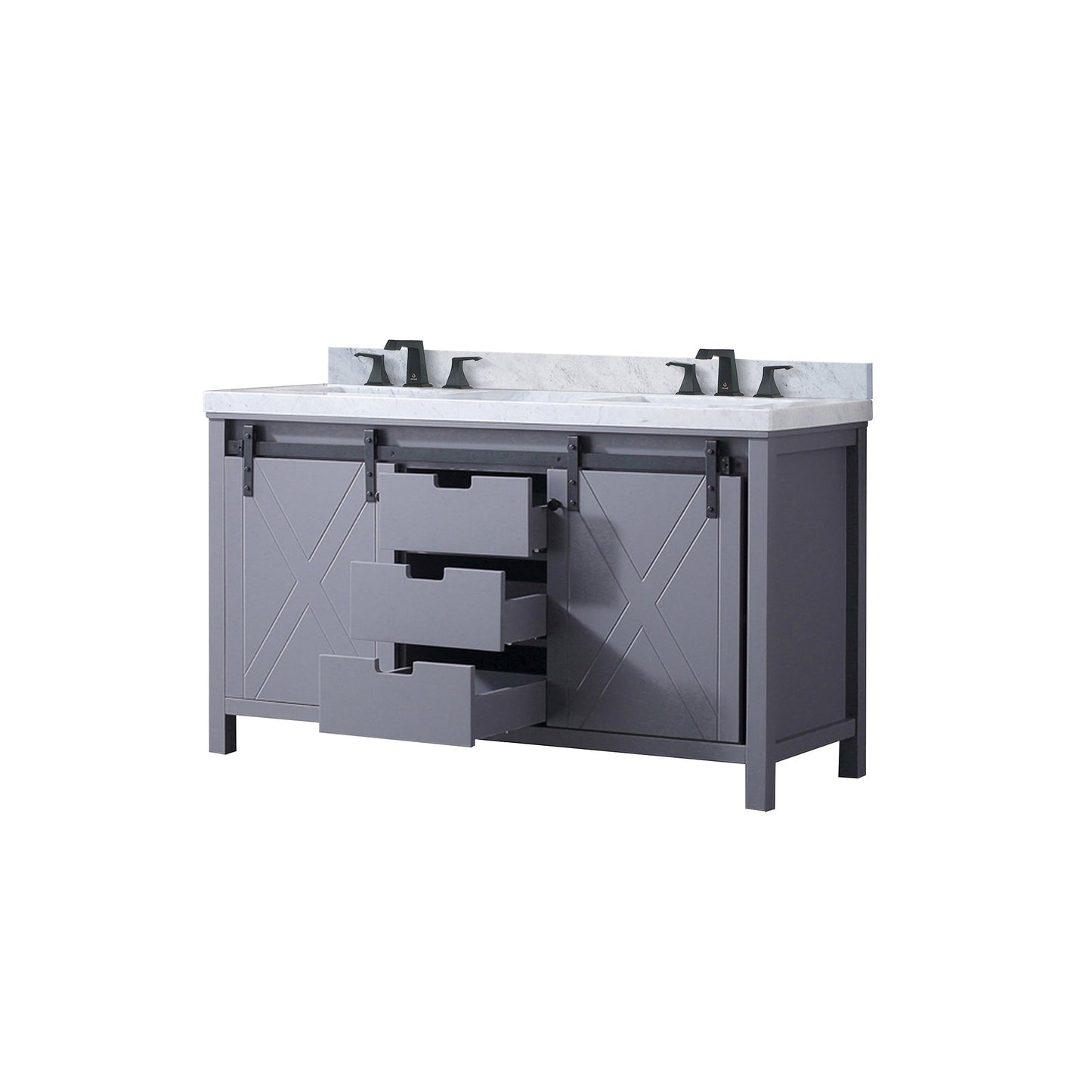 Marsyas 60 in W x 22 in D Dark Grey Double Bath Vanity