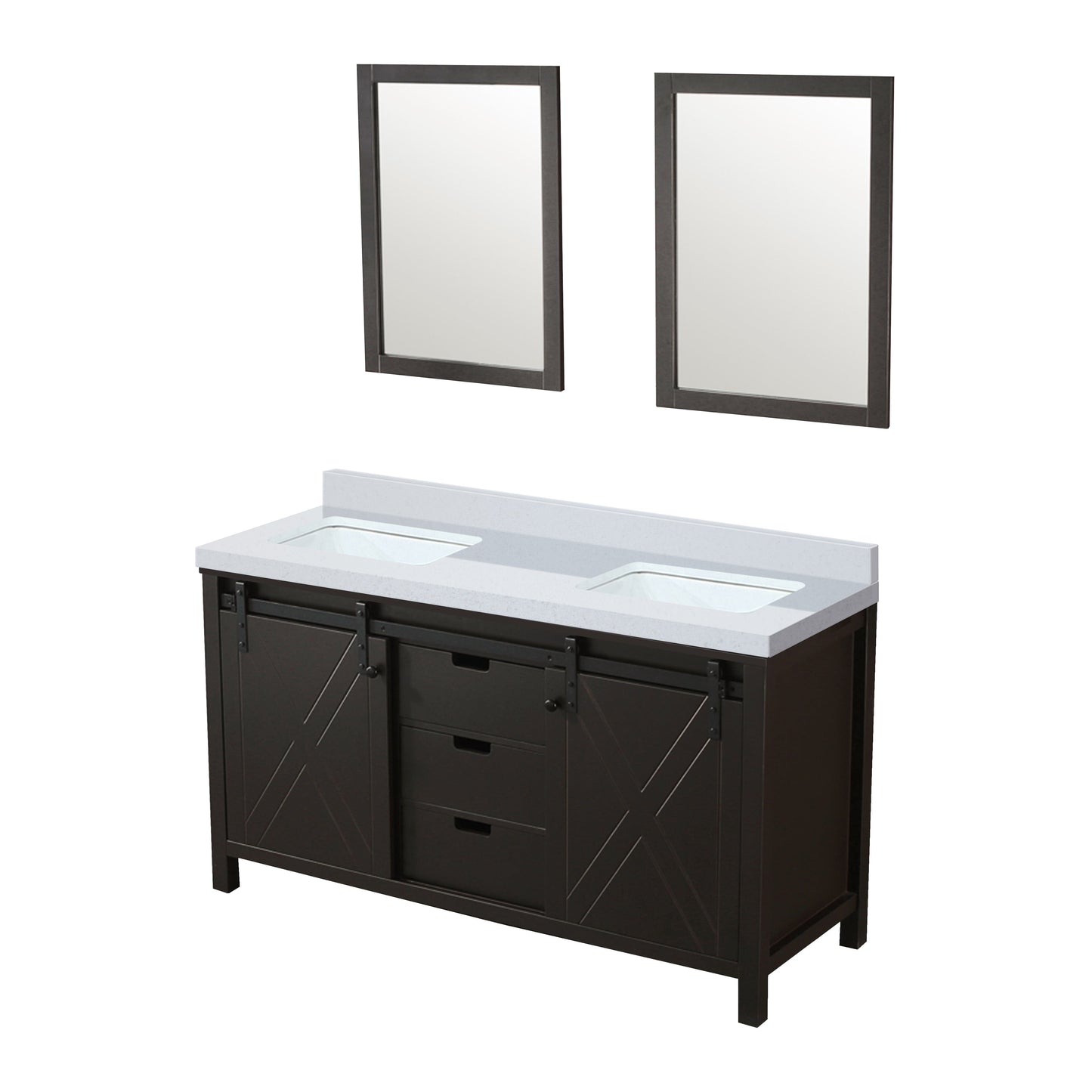 Marsyas 60 in W x 22 in D Brown Double Bath Vanity