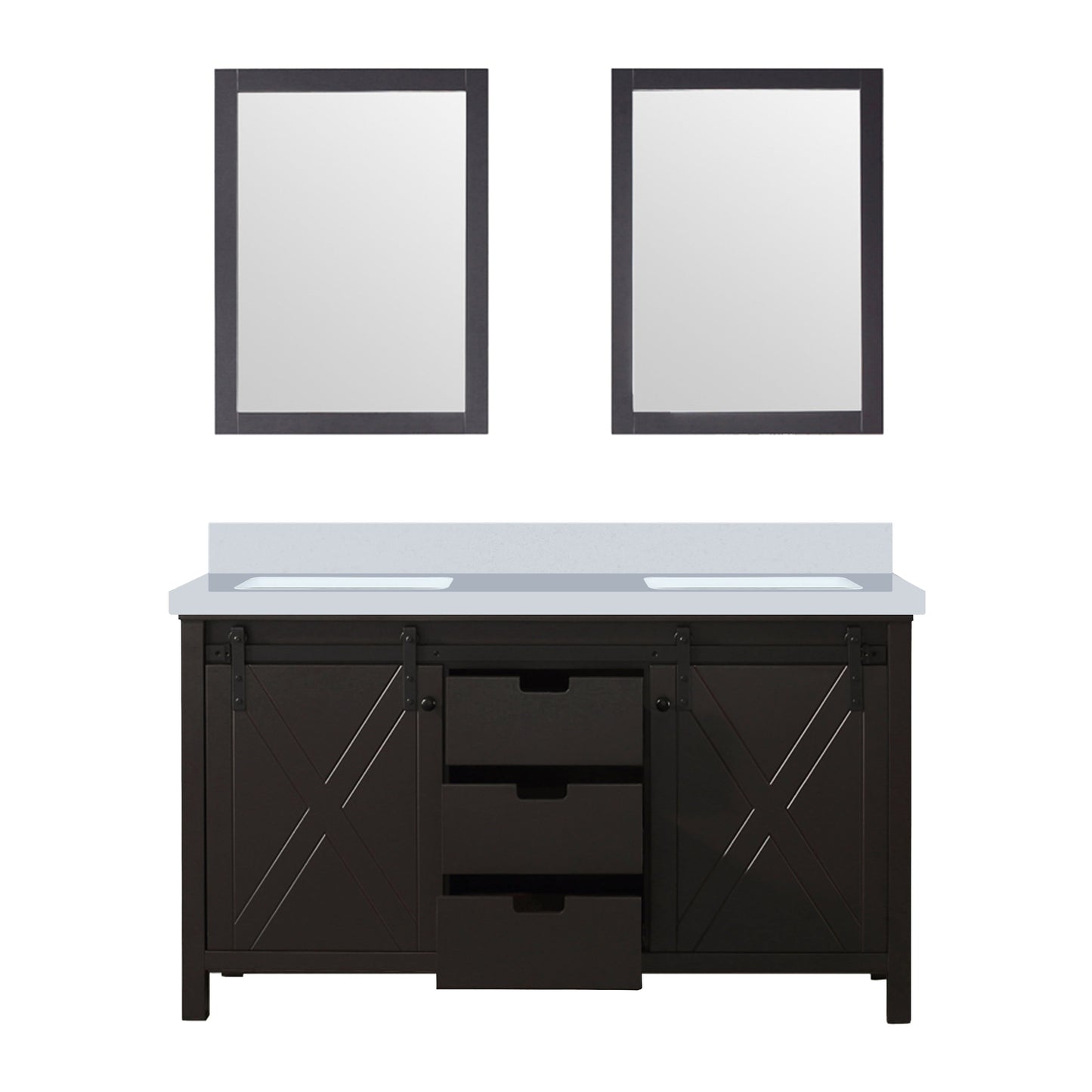 Marsyas 60 in W x 22 in D Brown Double Bath Vanity