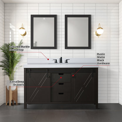 Marsyas 60 in W x 22 in D Brown Double Bath Vanity