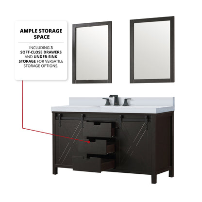 Marsyas 60 in W x 22 in D Brown Double Bath Vanity