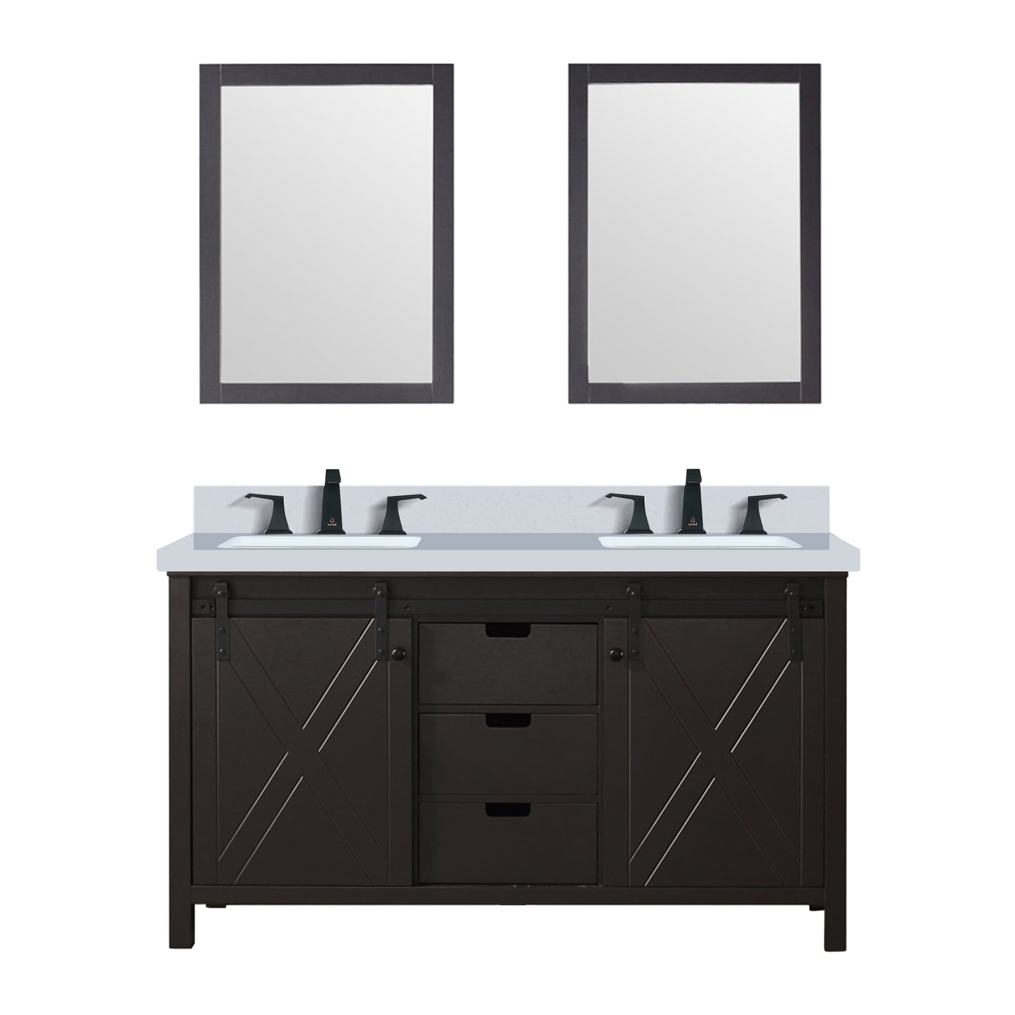 Marsyas 60 in W x 22 in D Brown Double Bath Vanity