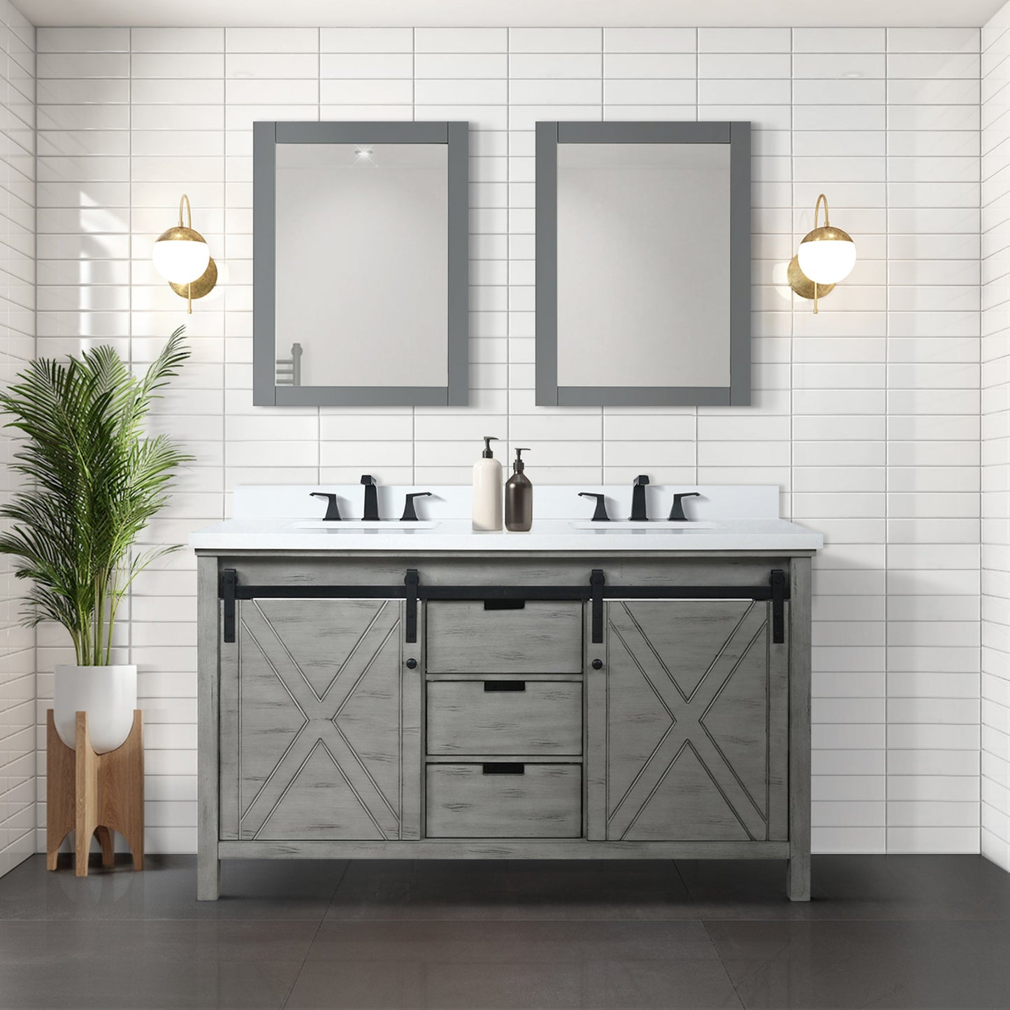 Marsyas 60 in W x 22 in D Ash Grey Double Bath Vanity