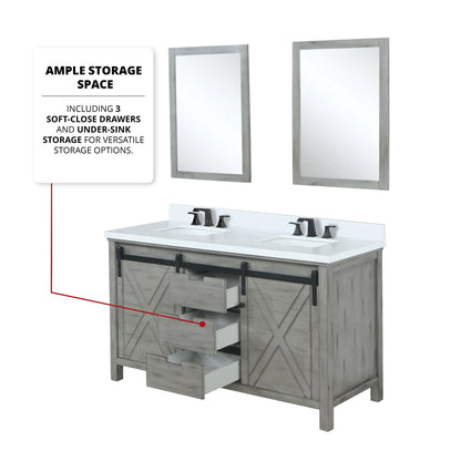 Marsyas 60 in W x 22 in D Ash Grey Double Bath Vanity