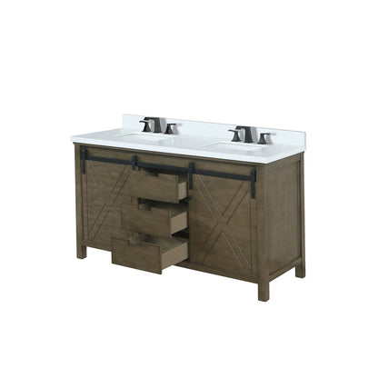 Marsyas 60 in W x 22 in D Rustic Brown Double Bath Vanity