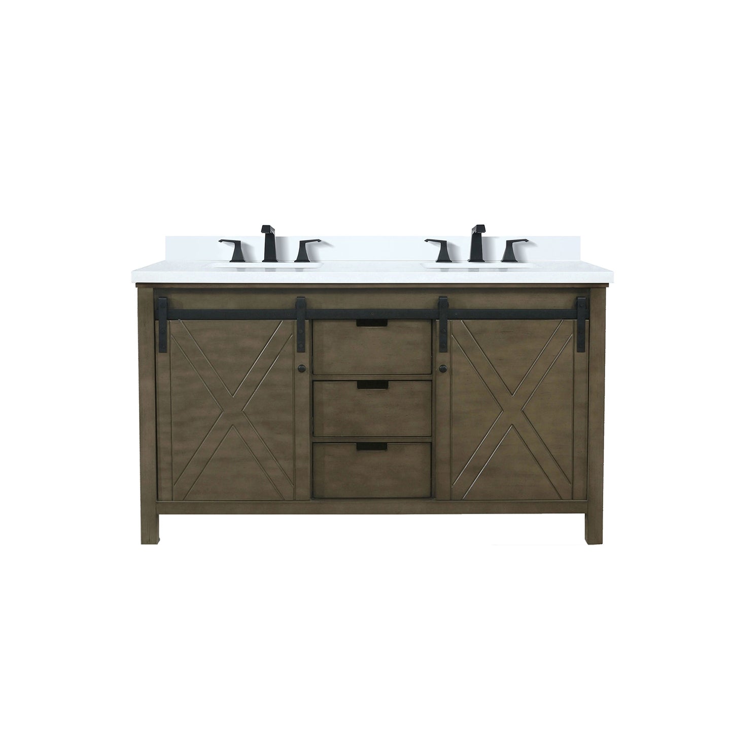 Marsyas 60 in W x 22 in D Rustic Brown Double Bath Vanity
