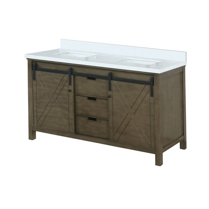 Marsyas 60 in W x 22 in D Rustic Brown Double Bath Vanity