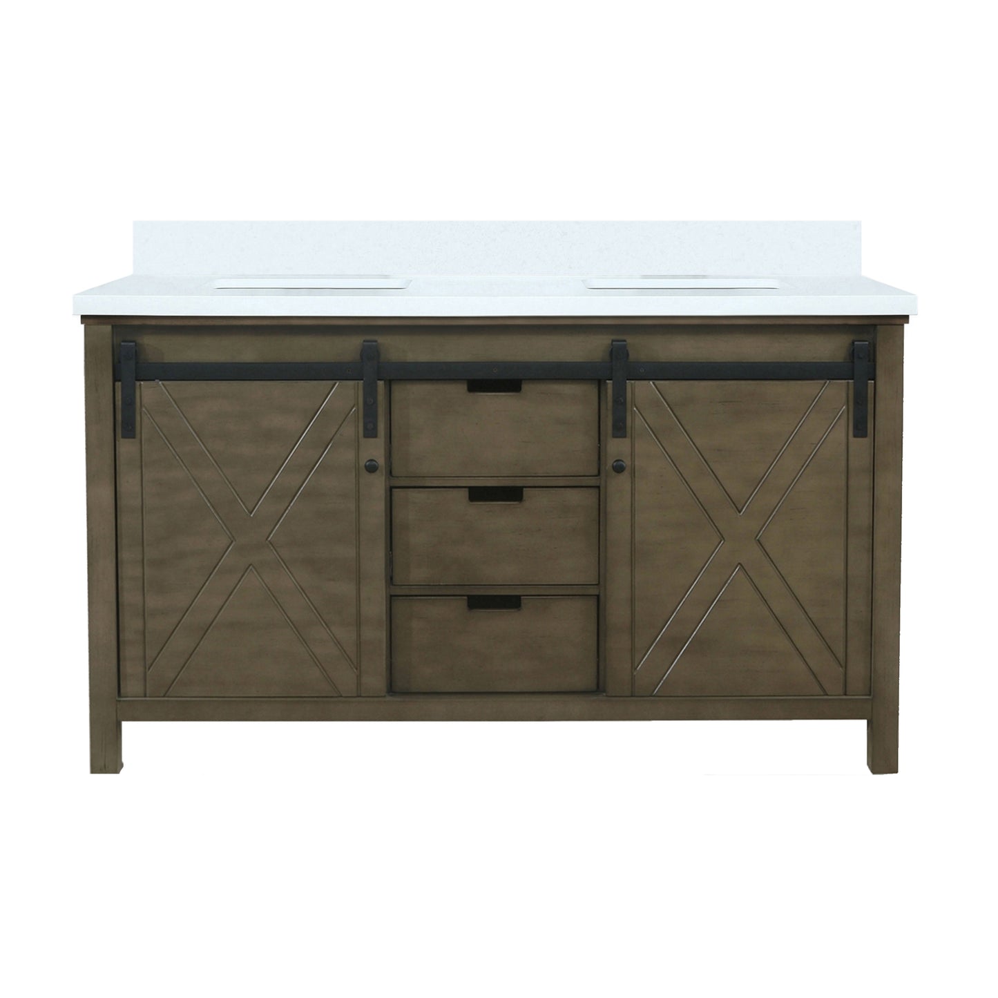 Marsyas 60 in W x 22 in D Rustic Brown Double Bath Vanity