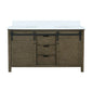 Marsyas 60 in W x 22 in D Rustic Brown Double Bath Vanity