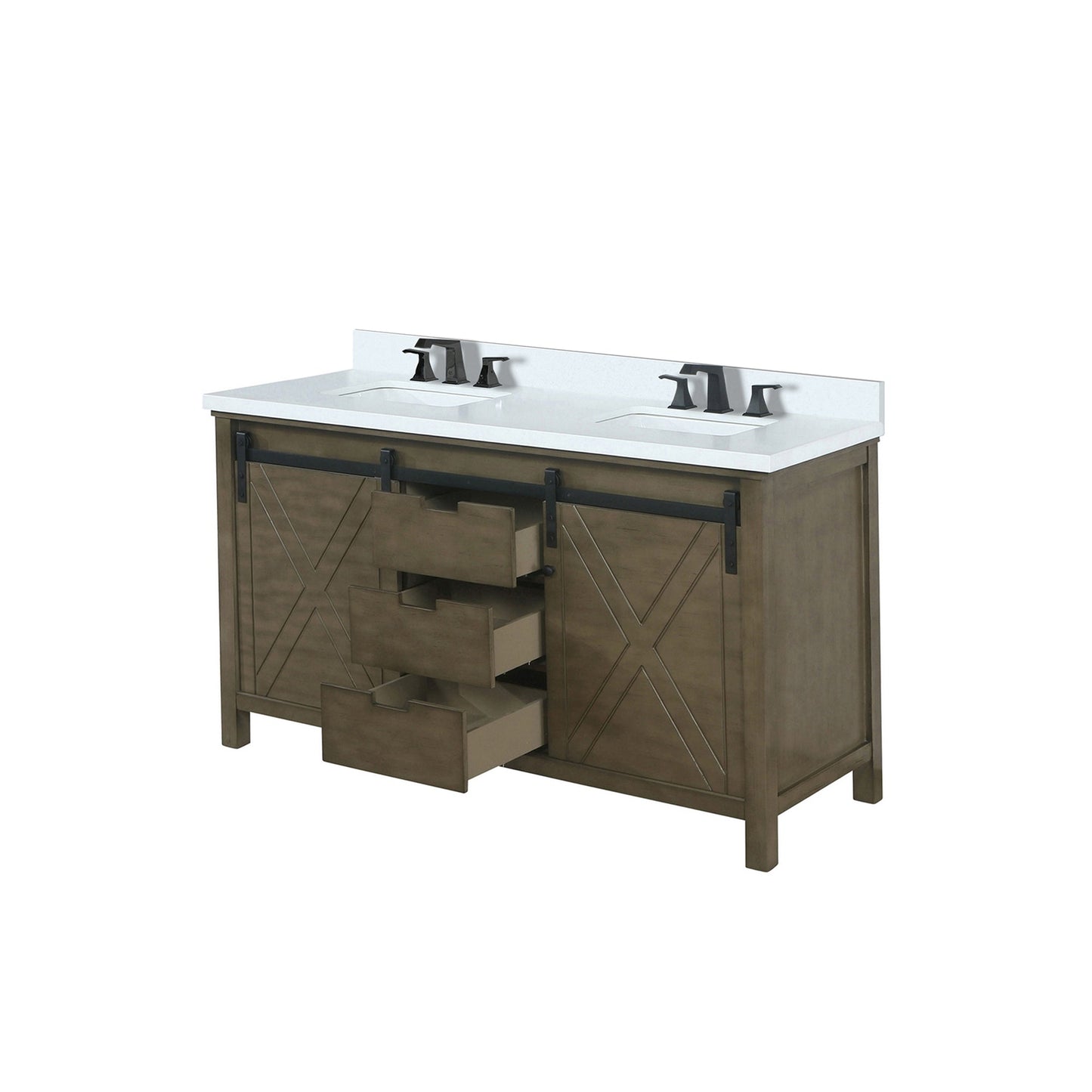 Marsyas 60 in W x 22 in D Rustic Brown Double Bath Vanity