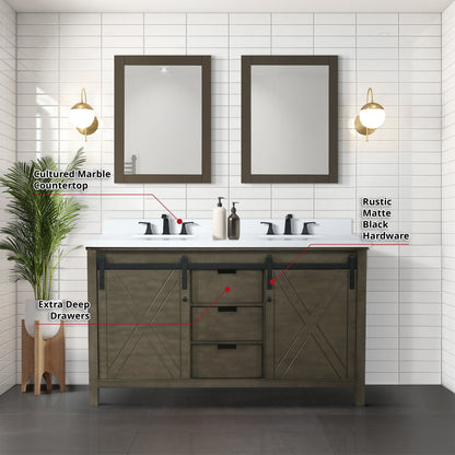 Marsyas 60 in W x 22 in D Rustic Brown Double Bath Vanity