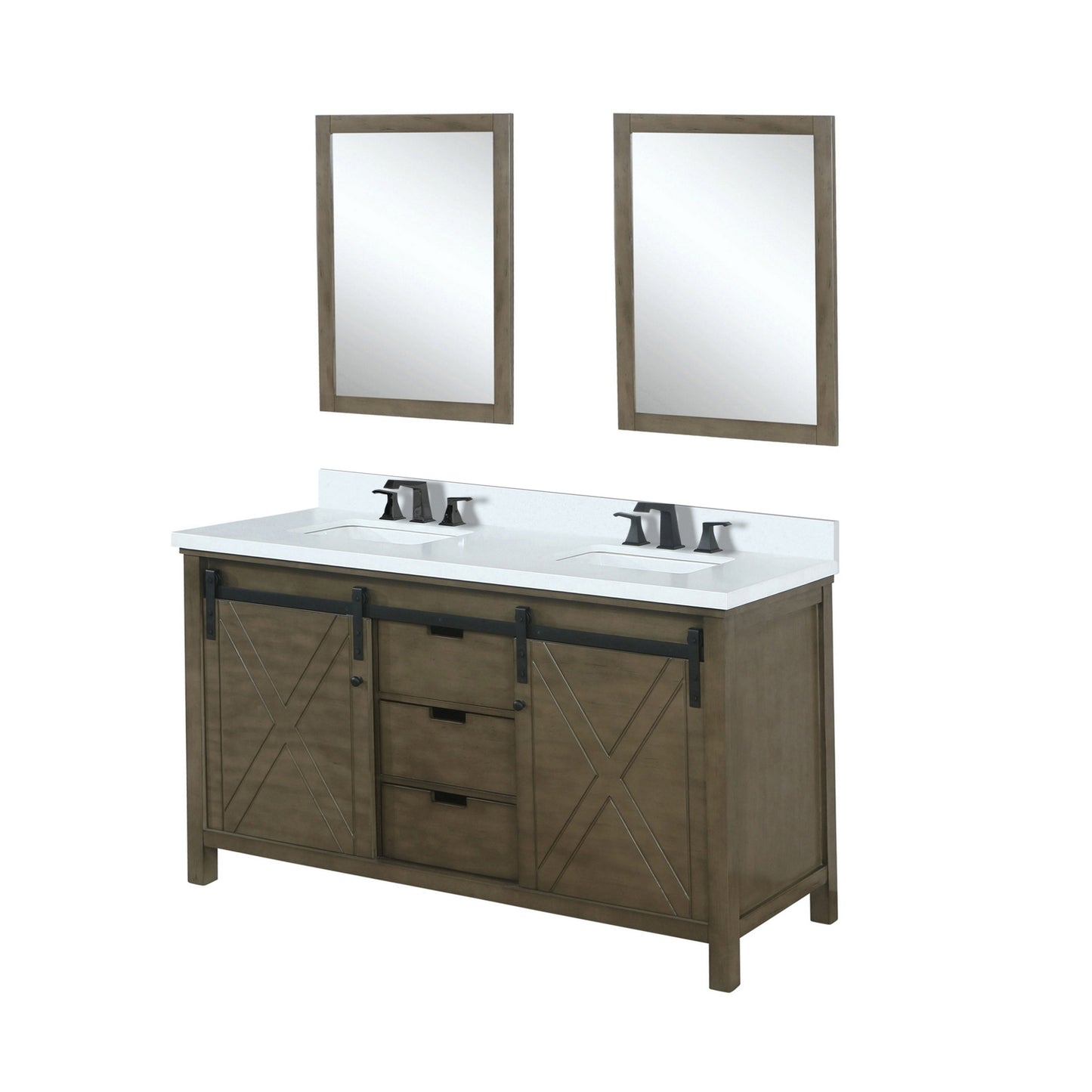Marsyas 60 in W x 22 in D Rustic Brown Double Bath Vanity
