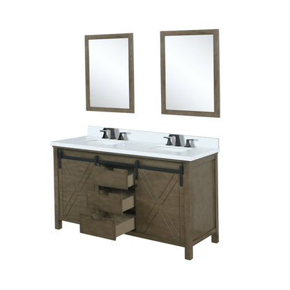 Marsyas 60 in W x 22 in D Rustic Brown Double Bath Vanity