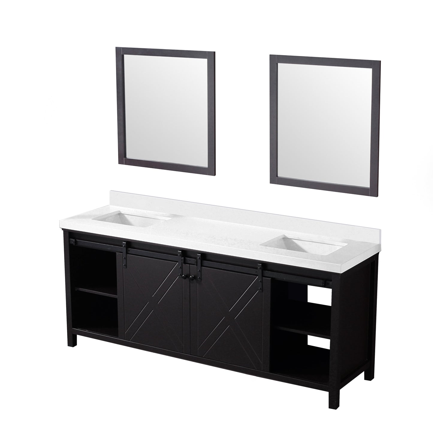 Marsyas 80 in W x 22 in D Brown Double Bath Vanity