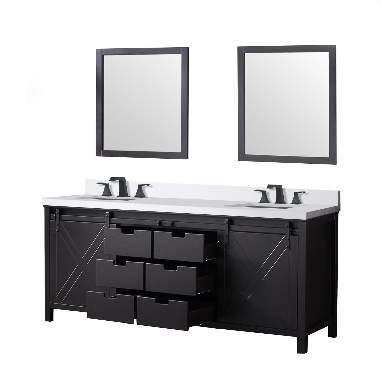 Marsyas 80 in W x 22 in D Brown Double Bath Vanity